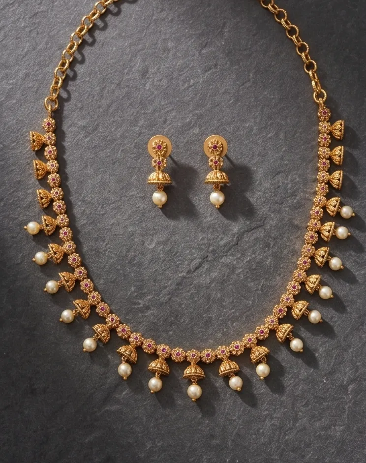 Shlokha Jhumki-Drop Necklace Set